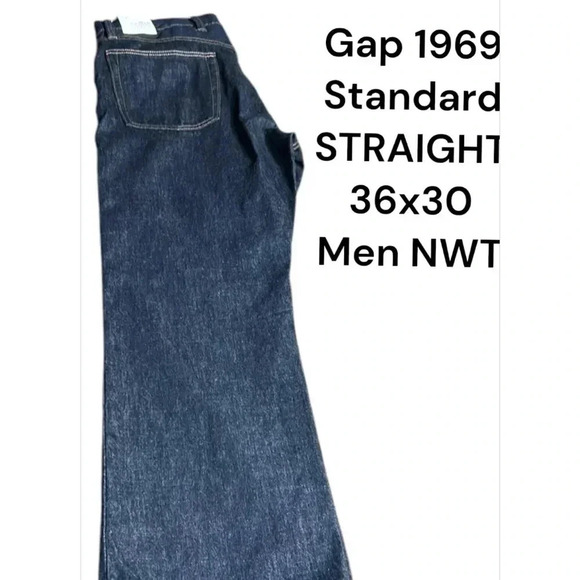 Gap jeans,men 36x30,Gap 1969. Straight standard jeans . NWT . Exc cond.Dark blue - Picture 1 of 16